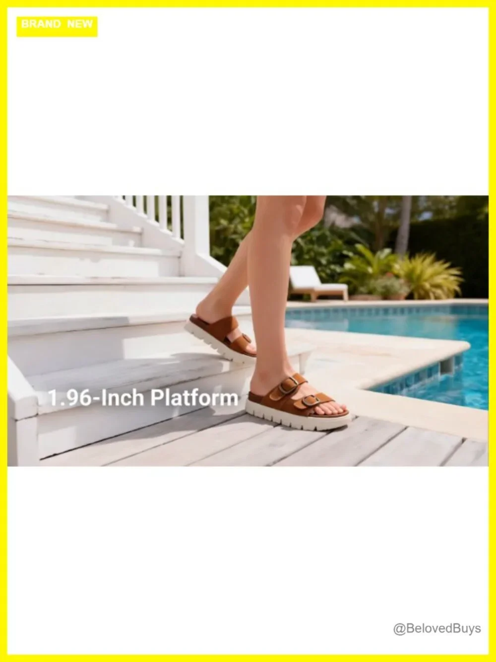 Women's Platform Wedge Sandals Chunky Heel Slip-on Arch Support Cork Footbed